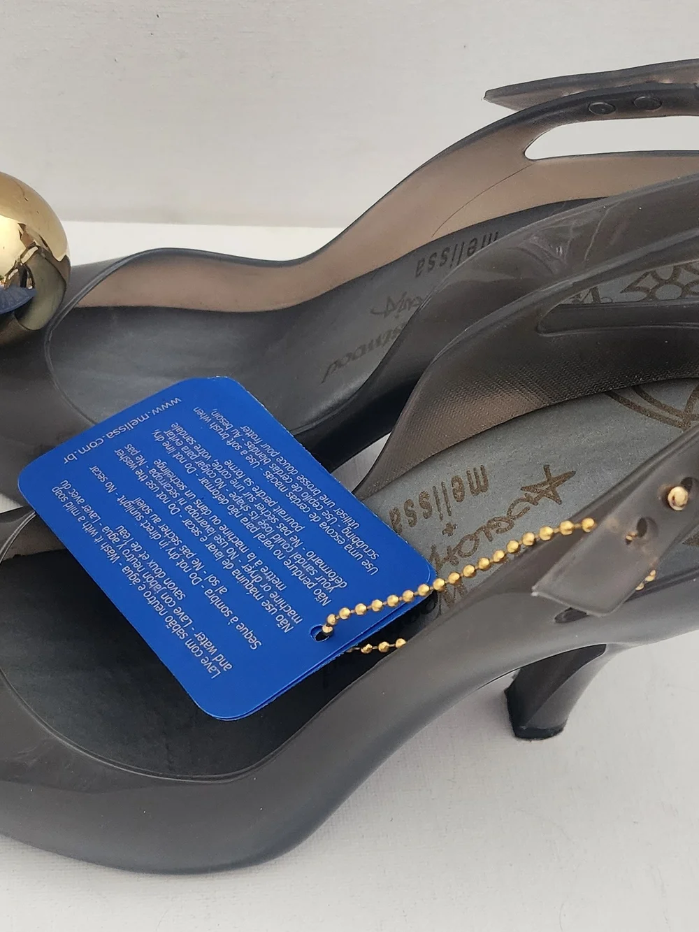 Vivienne Westwood Gray Slingback Pumps with Gold Orb Accent